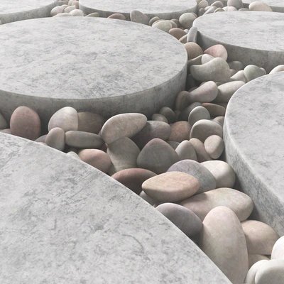 Tile square oval pebble n1 / Square oval slabs with pebbles — Ver 2
