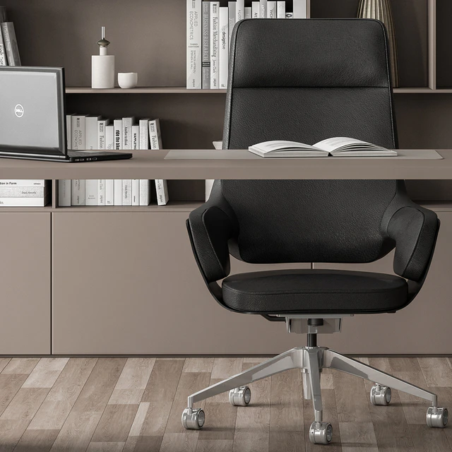 Boss Desk and Library Black and Beige - Office Furniture 315 — Скачать