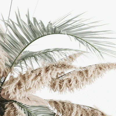 Hanging decor of palm leaves and pampas grass — View 2