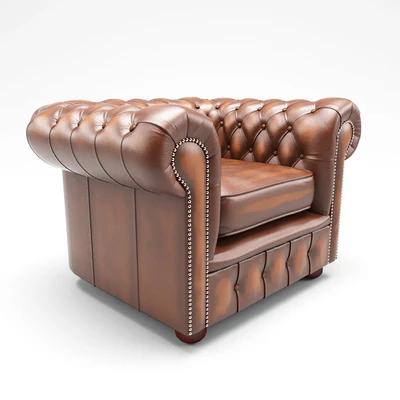 Chesterfield London Low Back Club ArmChair Antique Brown Leather — Ver 2