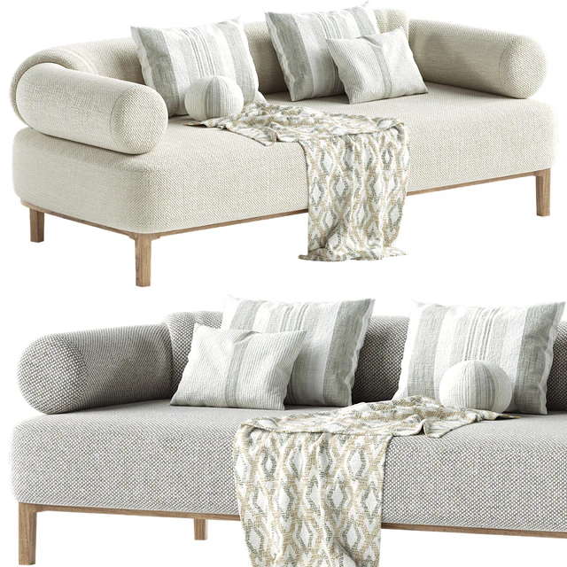 Contemporary Sofa Upholstered in Bouclé Fabric — Descargar