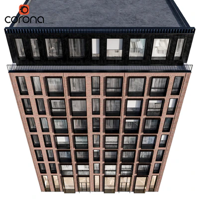 Modern residential facade 01 | night + interiors — Вид 2