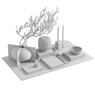 Decorative set with a tree branch in beige colors — Ver 2