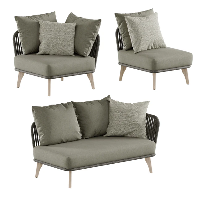 Outdoor garden wicker woven modular sofa 4so Santander — Скачать