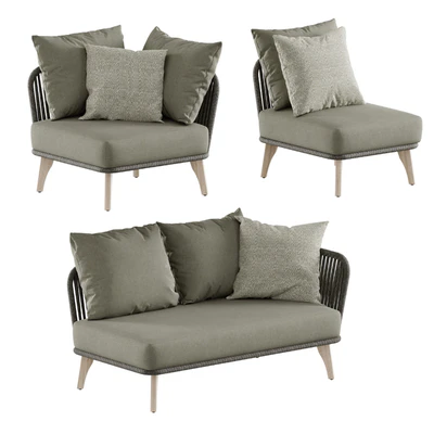 Outdoor garden wicker woven modular sofa 4so Santander — Вид 2