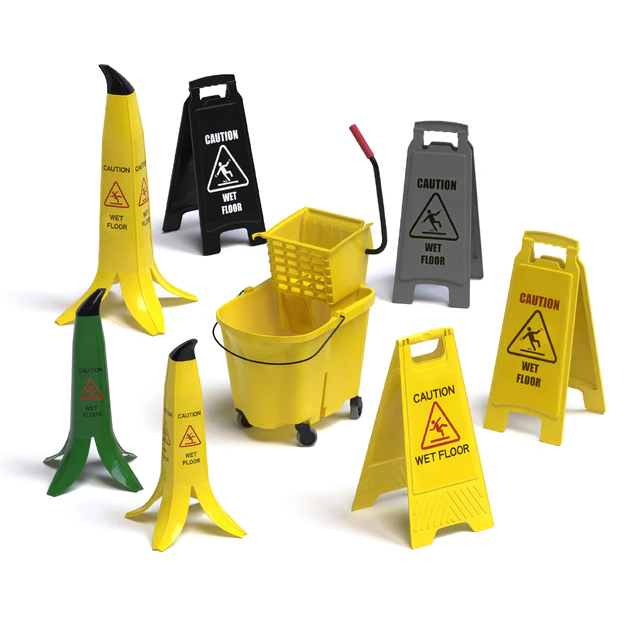 A set of warning signs "Wet Floor" — Descargar