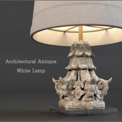 Architectural Antique White Lamp and Iron Table — Вид 2
