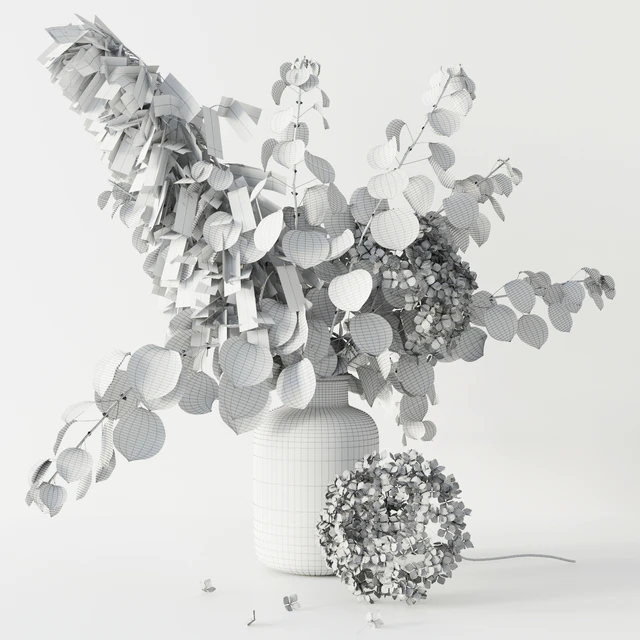 Bouquet with lunaria, pampas grass and hydragea — Скачать