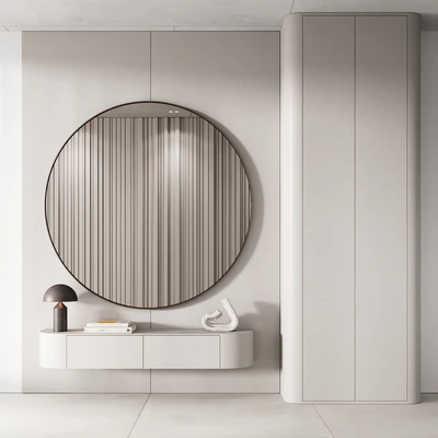 144 hallway zone 03 minimal modern with circle mirror 01 — Вид 1