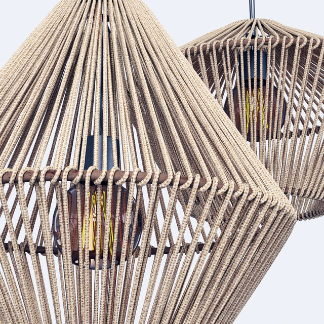 Lamp wood rattan wicker Cone / Chandeliers rattan cone — Descargar