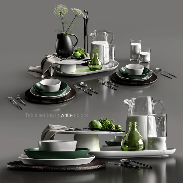 Table setting in white colors — Descargar