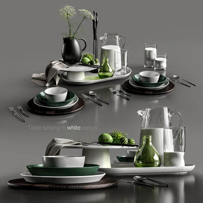 Table setting in white colors — Ver 1