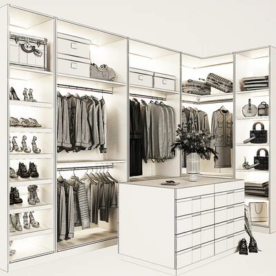 Corner wardrobe with island — Ver 3