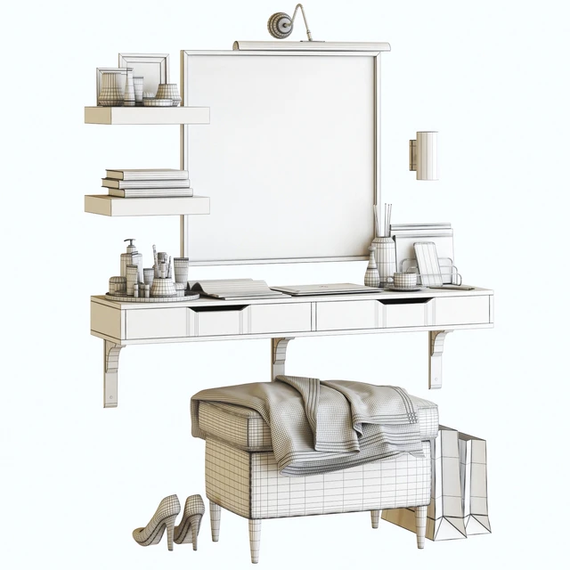 IKEA ALEX dressing table with STRANDMON ottoman and NISSEDAL mirror — Скачать