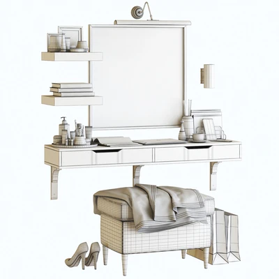 IKEA ALEX dressing table with STRANDMON ottoman and NISSEDAL mirror — Вид 2