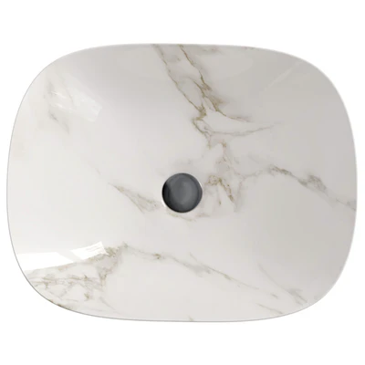 Oval ceramic sink with marble effect, Mabel — View 2