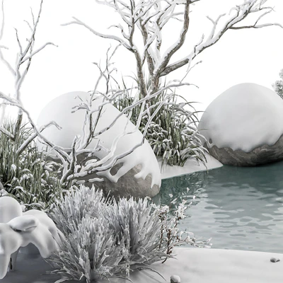 Landscape Furniture Snowy Lake - Set 48-C — Ver 2
