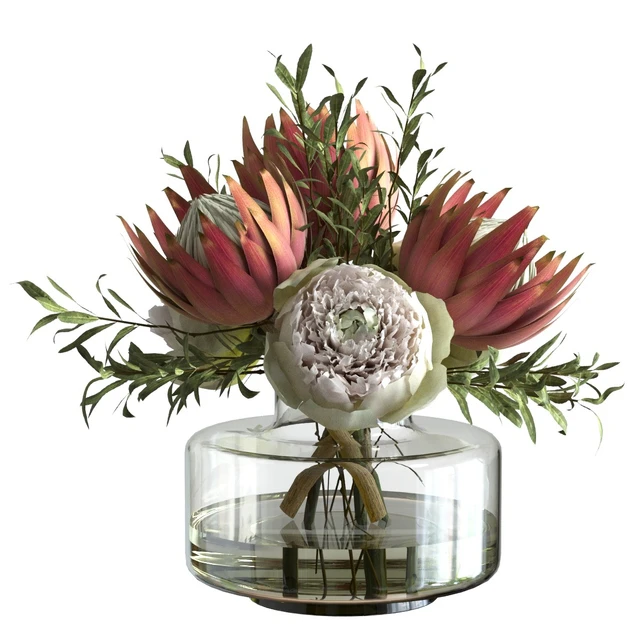 Bouquet with peonies and proteas — Descargar