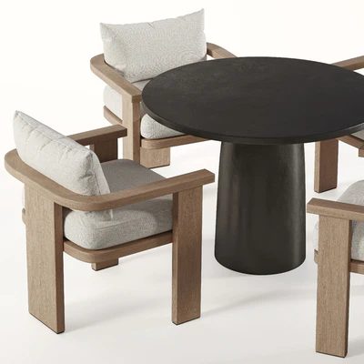 Tahana Outdoor Dining Armchair and Basil Table By Fourhands — Ver 2