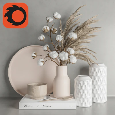 Decoration Set 22 Cotton and Vase. — Ver 1