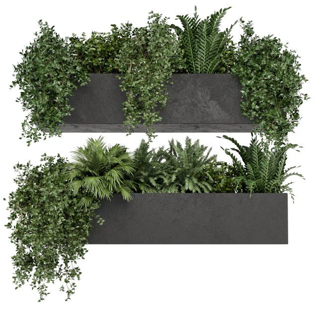 Hanging Plants in rusty Concrete Pot - Set 589 — Скачать