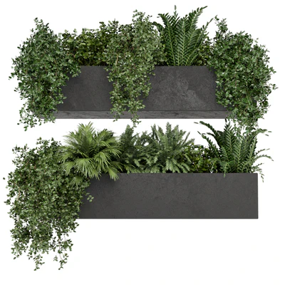 Hanging Plants in rusty Concrete Pot - Set 589 — Вид 1