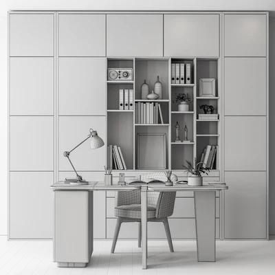 Home Office Desk and Library Gray Set - Office Furniture 286 — Вид 2
