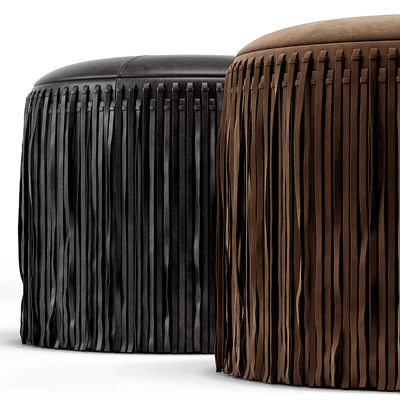 Wisteria Suede Boho Round Ottoman — Ver 2