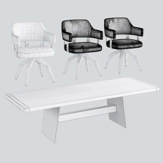 Dining set natuzzi valle chair CH19 phantom table E024 — Descargar
