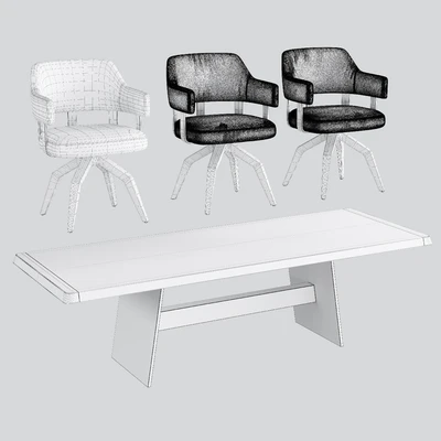 Dining set natuzzi valle chair CH19 phantom table E024 — Ver 2