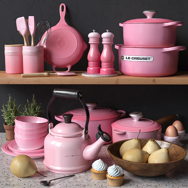 le creuset set pink. Декоративный набор для кухни — Скачать