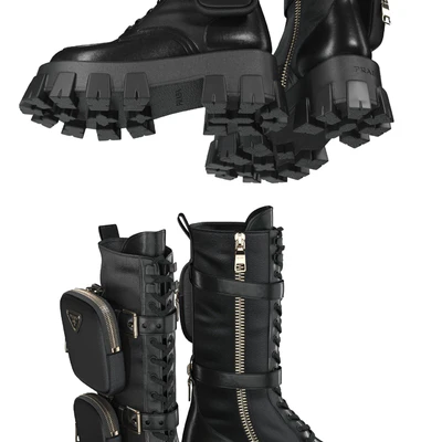 PRADA Brushed rois leather and nylon Monolith boots — Ver 2