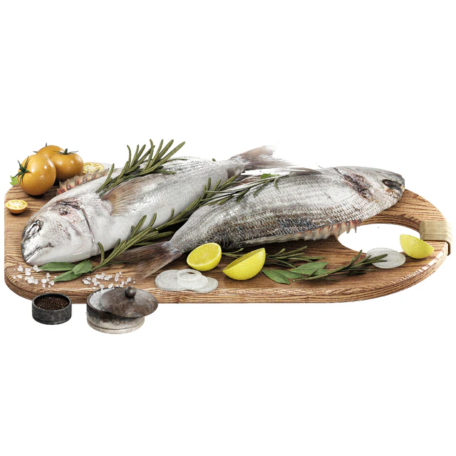 fresh fish with vegetables and herbs — Descargar