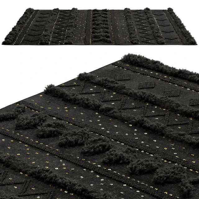 nuLOOM Black Wool Raised Geometric Shag Rug — Descargar