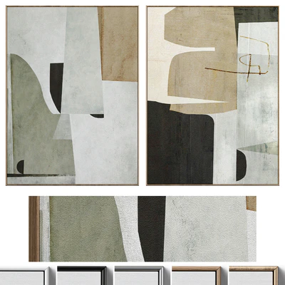 Large Mid-Century Abstract Neutral Wall Art C-410 — Вид 1
