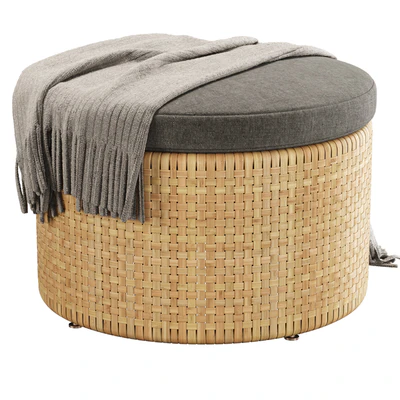 Monica rattan round pouf / Round rattan pouf — Ver 2