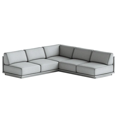 Mallorca Wood 3-Piece L-Shaped Armless Sofa — View 2