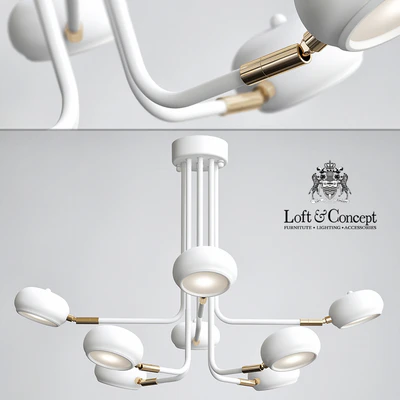 Curved Stix Chandelier 8 White — Ver 1