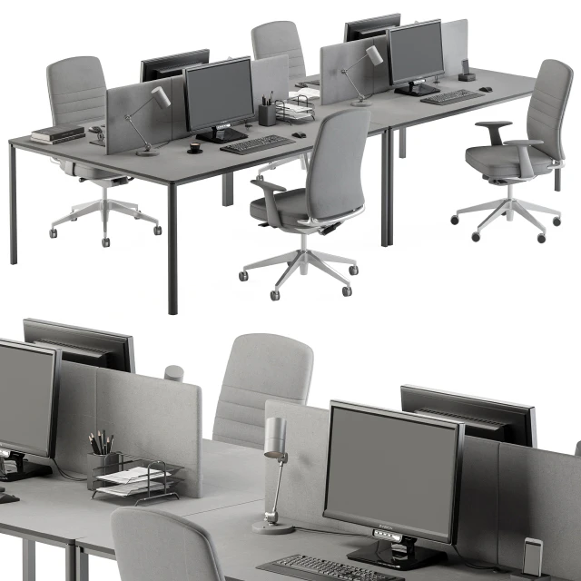employee Desk Gray Set - Office Furniture 237 — Descargar