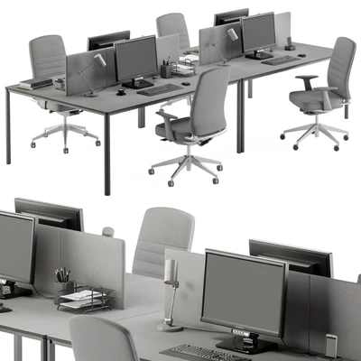 employee Desk Gray Set - Office Furniture 237 — Ver 1