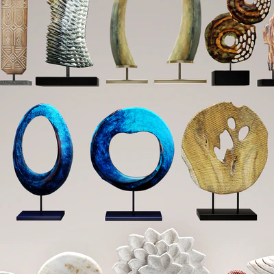 collection of 21 statues, figurine, wooden, eco design, set, collection, decor, tusk, wing, mega set — Ver 2