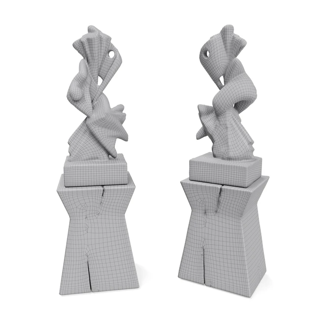 Metal Abstract figure wooden pedestal — Скачать