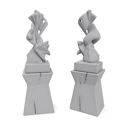 Metal Abstract figure wooden pedestal — Вид 2
