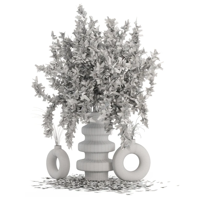 Indoor Dry Plants in rusty Concrete Pots - Set 288 — Descargar