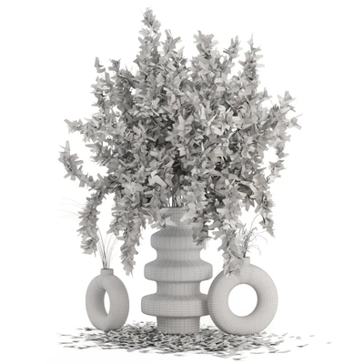 Indoor Dry Plants in rusty Concrete Pots - Set 288 — Ver 2