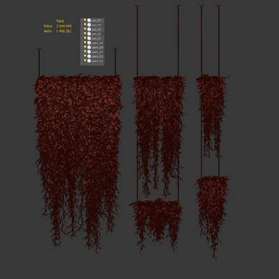 Plants in hanging pots v4. 5 models — Ver 2