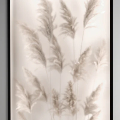 Phytomodule, phytobox and a vertical garden of dried flowers in a niche behind translucent glass cortaderium. Bouquet 282. — Ver 2