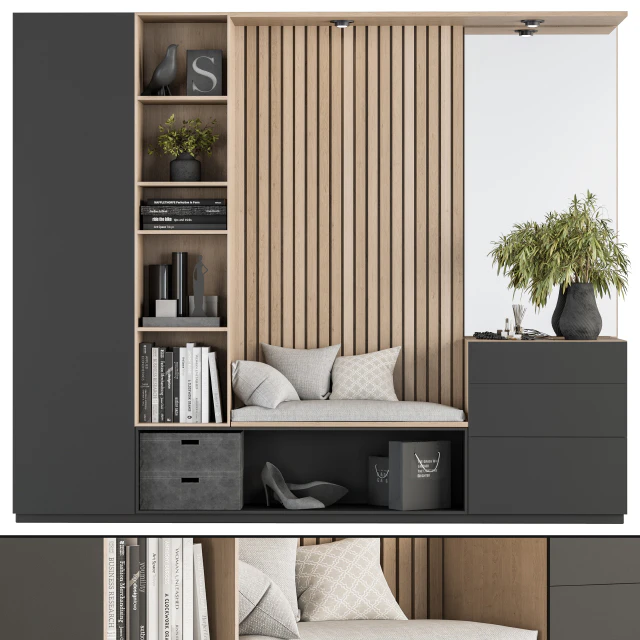 Hallway 17 - Black and Wood Set — Descargar