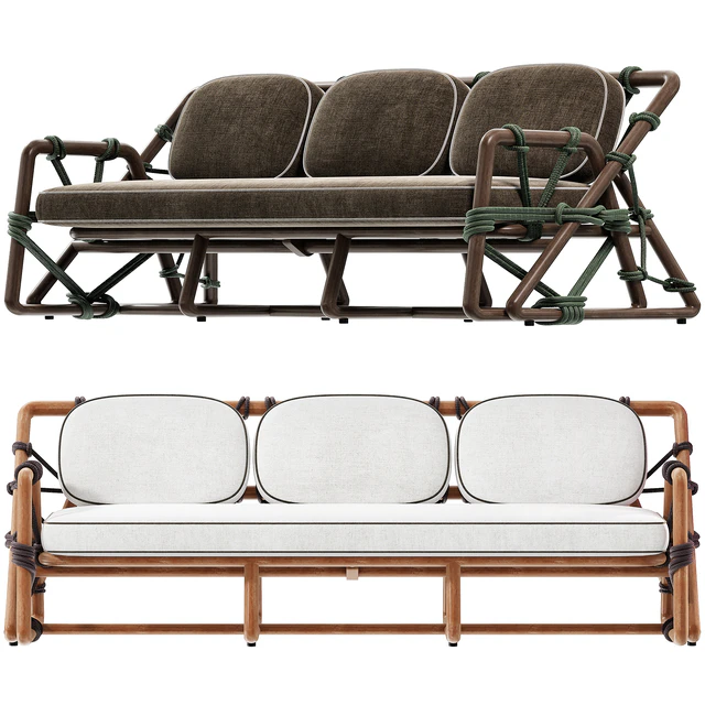 Outdoor Woven Rope Sofa in Natural Teak — Скачать