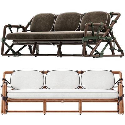 Outdoor Woven Rope Sofa in Natural Teak — Вид 1